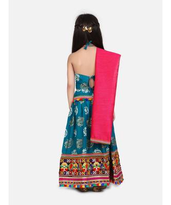 Gold Print Halter Neck Chaniya Choli 4