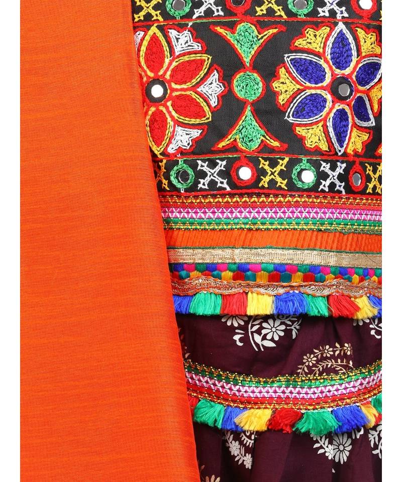 Gold Print Halter Neck Chaniya Choli