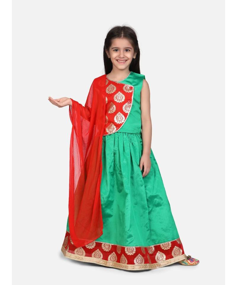 Round Panel Foil Print Lehenga