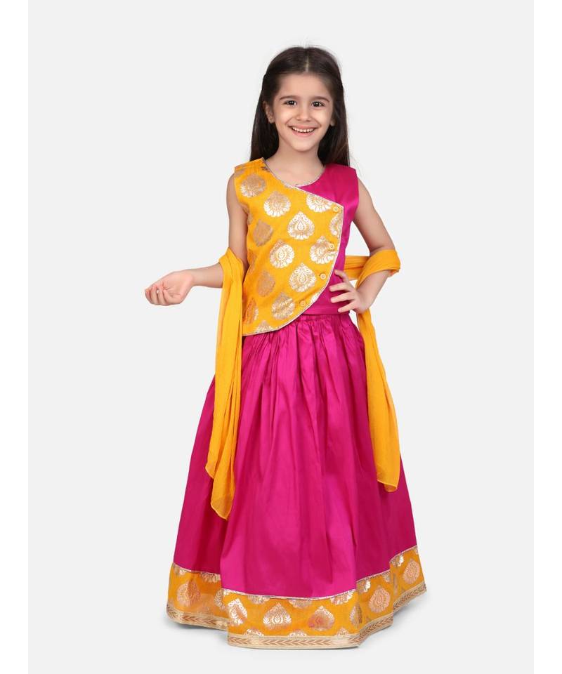 Round Panel Foil Print Lehenga