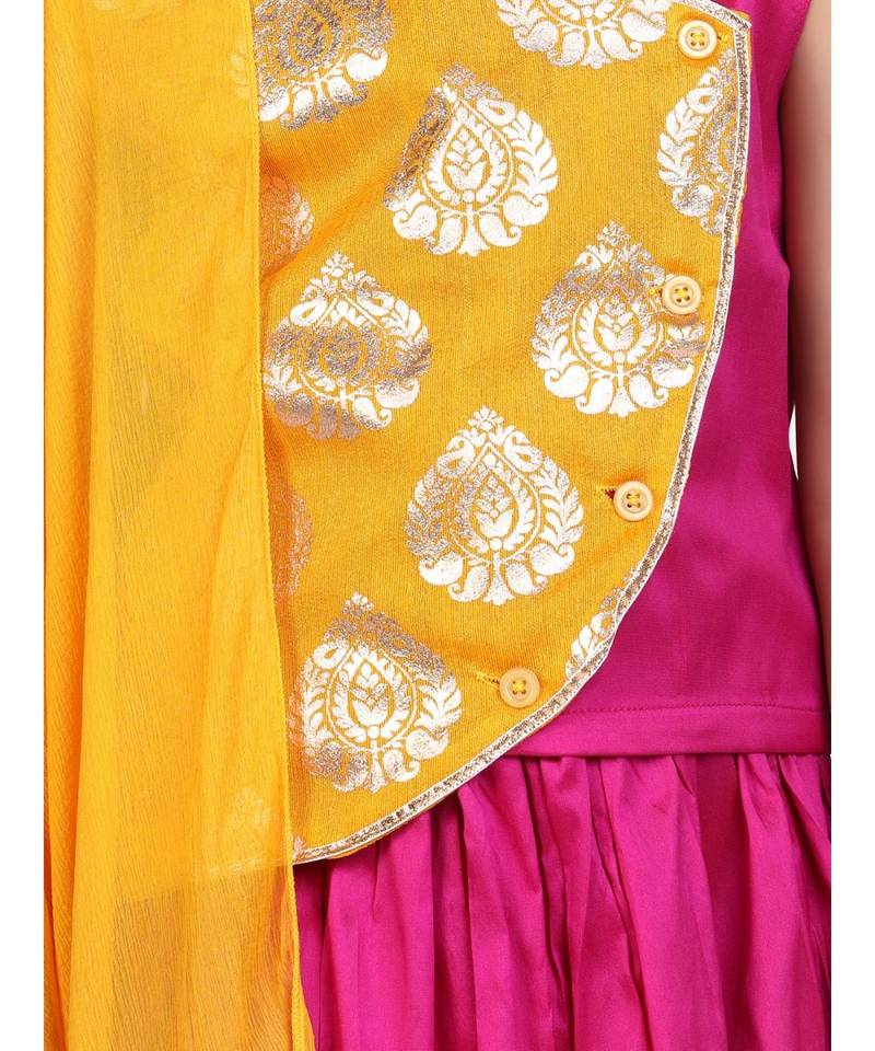 Round Panel Foil Print Lehenga