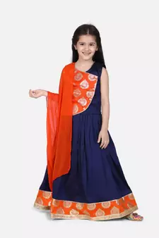 Round Panel Foil Print Lehenga