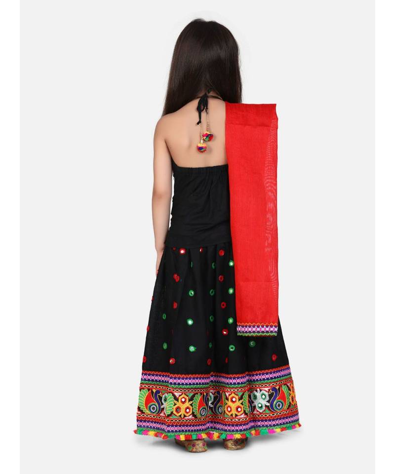 Mirror Embroidery Halter Neck Chaniya Choli