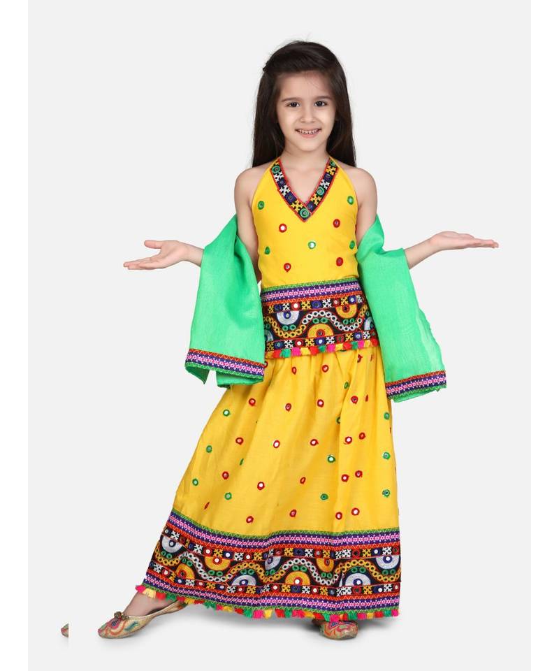 Mirror Embroidery Halter Neck Chaniya Choli