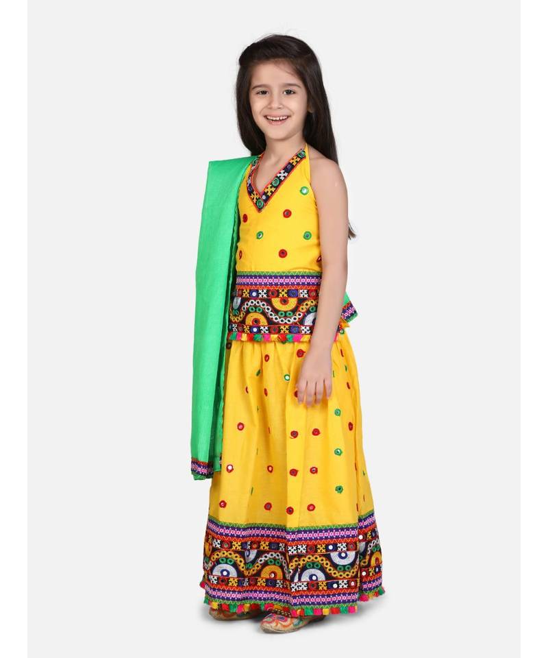 Mirror Embroidery Halter Neck Chaniya Choli