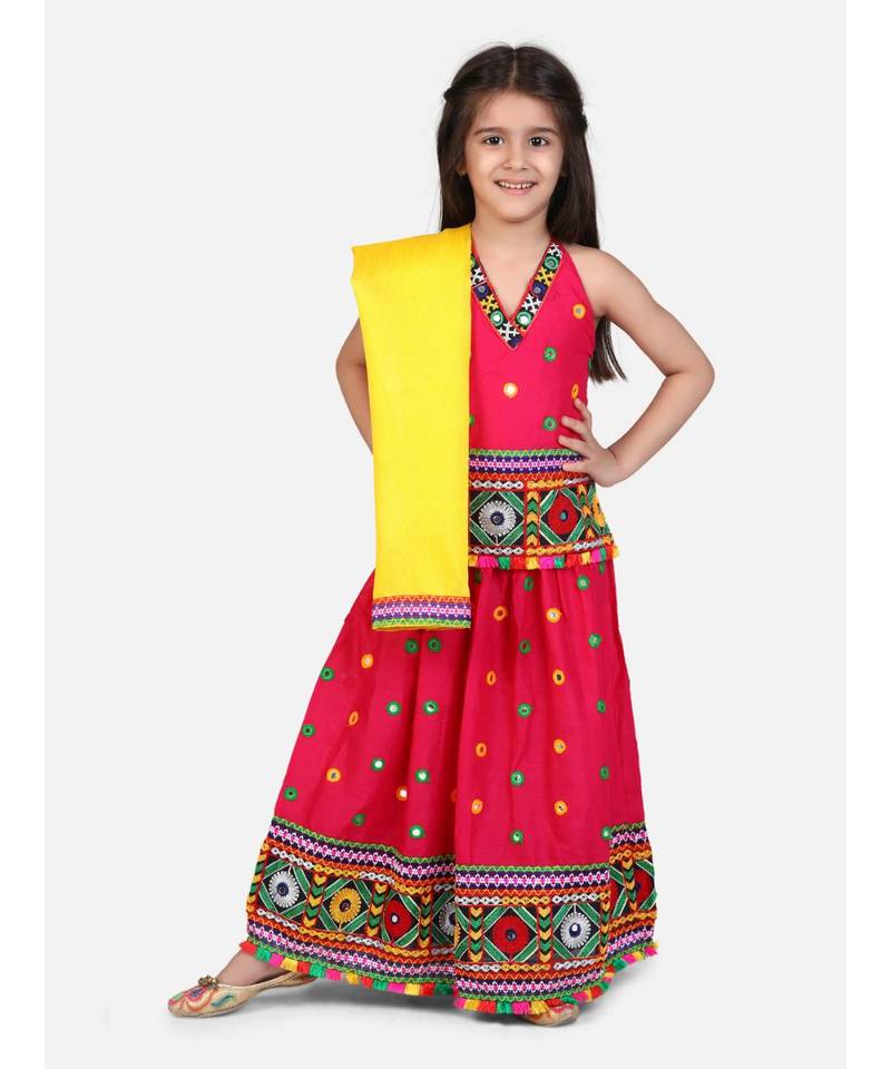 Mirror Embroidery Halter Neck Chaniya Choli