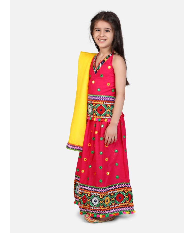 Mirror Embroidery Halter Neck Chaniya Choli