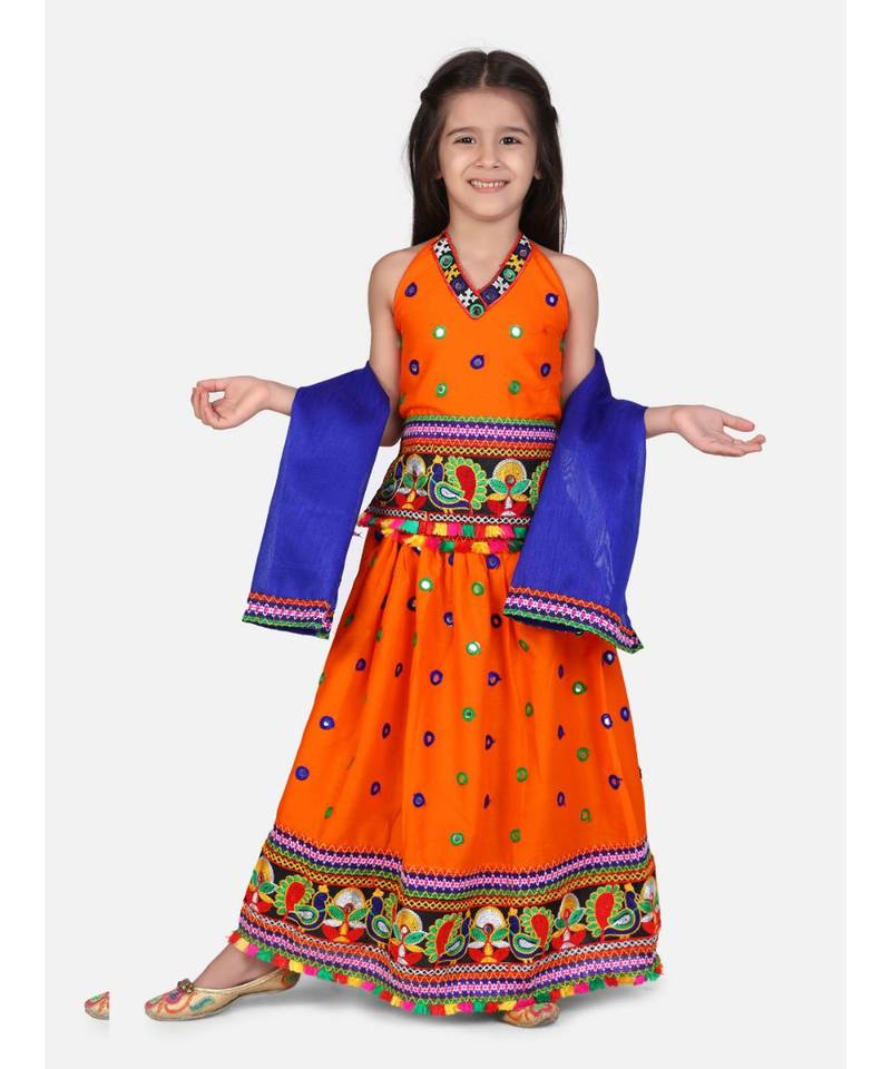 Mirror Embroidery Halter Neck Chaniya Choli