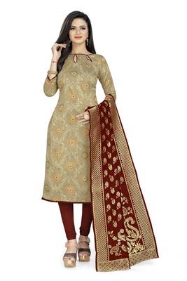 Beige jacquard jacquard salwar 1