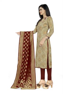 Beige jacquard jacquard salwar 3