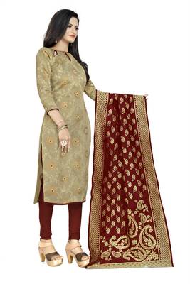 Beige jacquard jacquard salwar 4