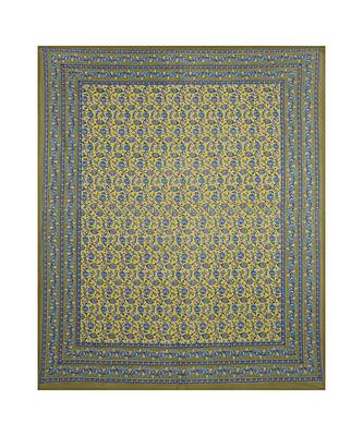 Double Bedsheet Olive Green Floral Bud Jaal Print With 2 Pillow Covers 2