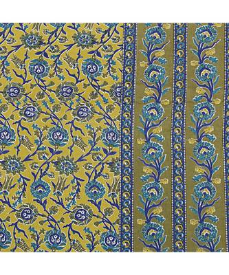 Double Bedsheet Olive Green Floral Bud Jaal Print With 2 Pillow Covers 3