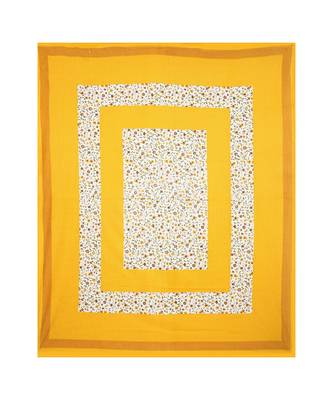 Floral Double Bedsheet Yellow Color Dotted Border with 2 Pillow Covers 2