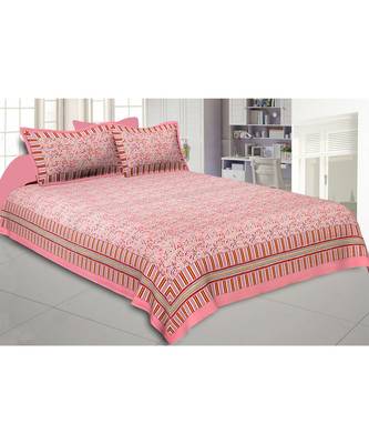 Flamingo Pink Abstract Double Bedsheet 1