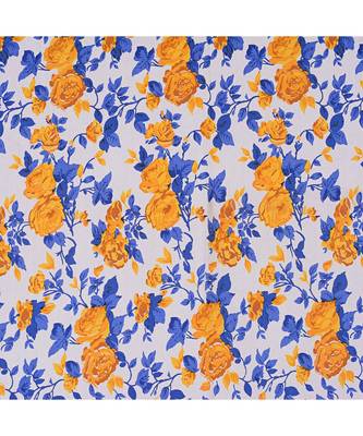 Blue Wavy Border and Floral Print Cotton Double Bed Sheet 2