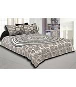 Black Border Cream Base Mandal With Elephant Print Super Fine Cotton Double Bed Sheet