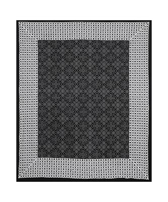 Black Border White Base Bandhej Pattern Screen Print Cotton Double Bed Sheet 2