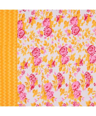 Yellow Wavy Border and Floral Print Cotton Double Bed Sheet 2