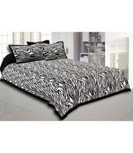 Black Border White Base Zebra Print Fine Cotton Double Bed sheet With Pillow Cover