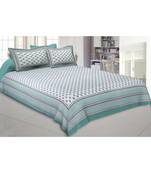 Aqua Green Feathers Double Bedsheet