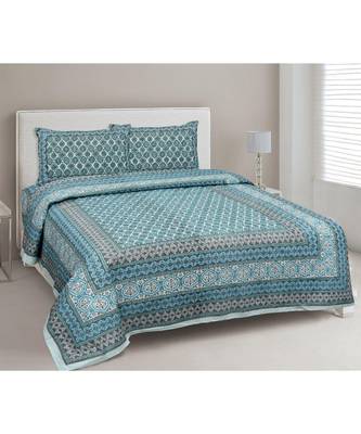 Ethnic Charm Blue Double Bedsheet 1