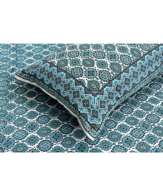 Ethnic Charm Blue Double Bedsheet 4