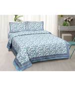 Fantastic Flowers Blue Double Bedsheet