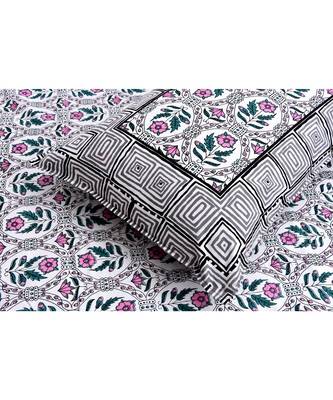 Purple Stylish Square Waves Double Bedsheet 4