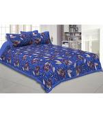 Royal blue Flowery Double Bedsheet