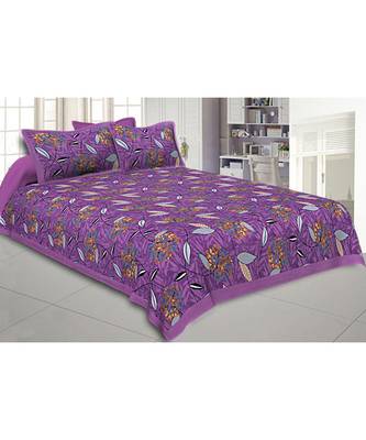 Purple Flowery Double Bedsheet 1