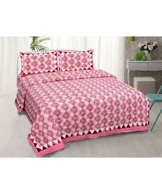 Traditional Delight Pink Double Bedsheet 1