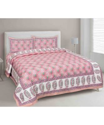Lovely Lotus Peach Double Bedsheet 1