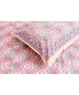 Lovely Lotus Peach Double Bedsheet 4