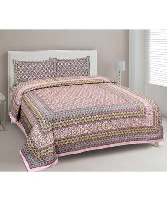 Ethnic Charm Pink Double Bedsheet 1