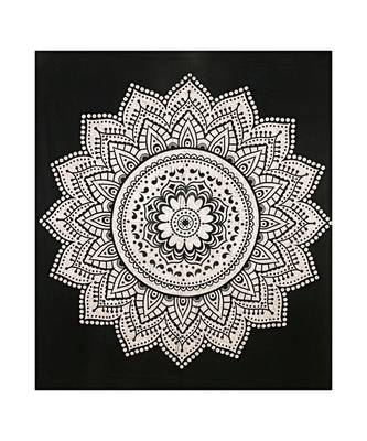 Big Rangoli Print Black & White Bedsheet 2