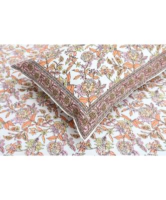 Fantastic Flowers Peach Double Bedsheet 4