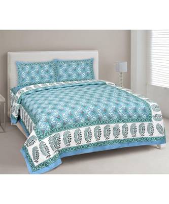 Lovely Lotus Blue Double Bedsheet 1