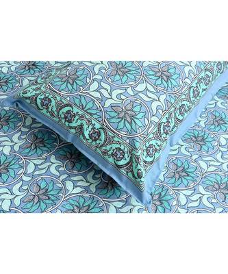 Lovely Lotus Blue Double Bedsheet 4