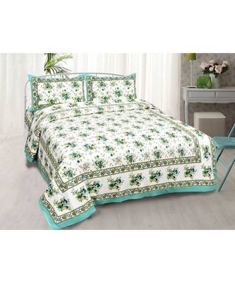 SeaGreen Bunch of Flowers Double Bedsheet 1