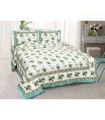 SeaGreen Bunch of Flowers Double Bedsheet