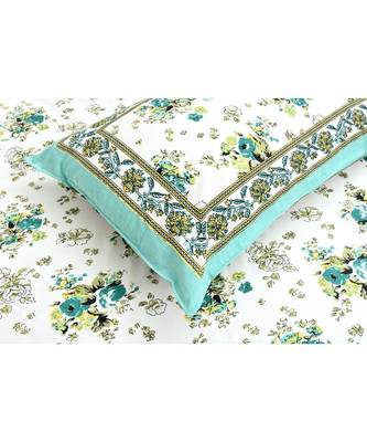 SeaGreen Bunch of Flowers Double Bedsheet 4