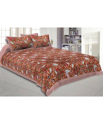 Brown Flowery Double Bedsheet 1