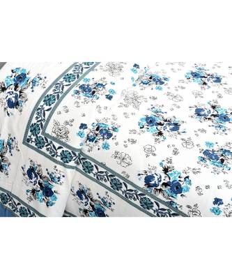Blue Bunch of Flowers Double Bedsheet 2