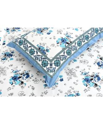 Blue Bunch of Flowers Double Bedsheet 4