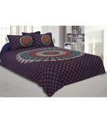 Indigo Blue Mandala Bedsheet Tapestry Floral Print With 2 Pillow Covers