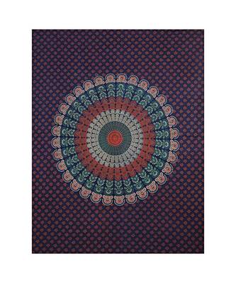 Indigo Blue Mandala Bedsheet Tapestry Floral Print With 2 Pillow Covers 2