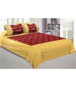 Patola BedSheet in Royal Maroon Base Cream Border Gold Print Kerry Pattern Super Fine Cotton with 2 pillow covers
