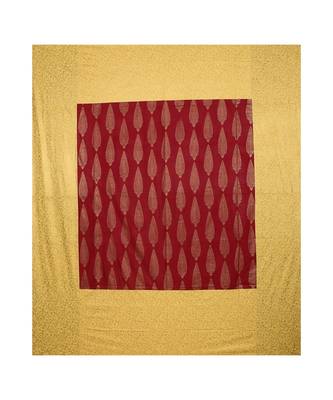 Patola BedSheet in Royal Maroon Base Cream Border Gold Print Kerry Pattern Super Fine Cotton with 2 pillow covers 2
