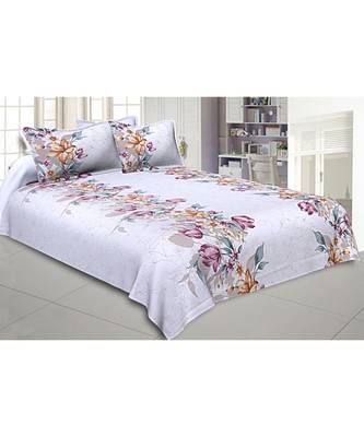 Double Bedsheet Twill Cotton Fuchsia Pink Floral Motif Print 1